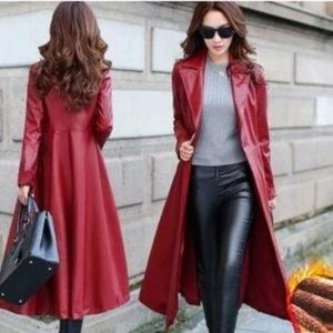 Secret Bazaar Velvet Leather Long Jacket Size 11